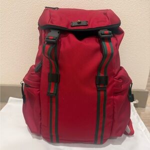 Gucci Red Backpack with Stripes